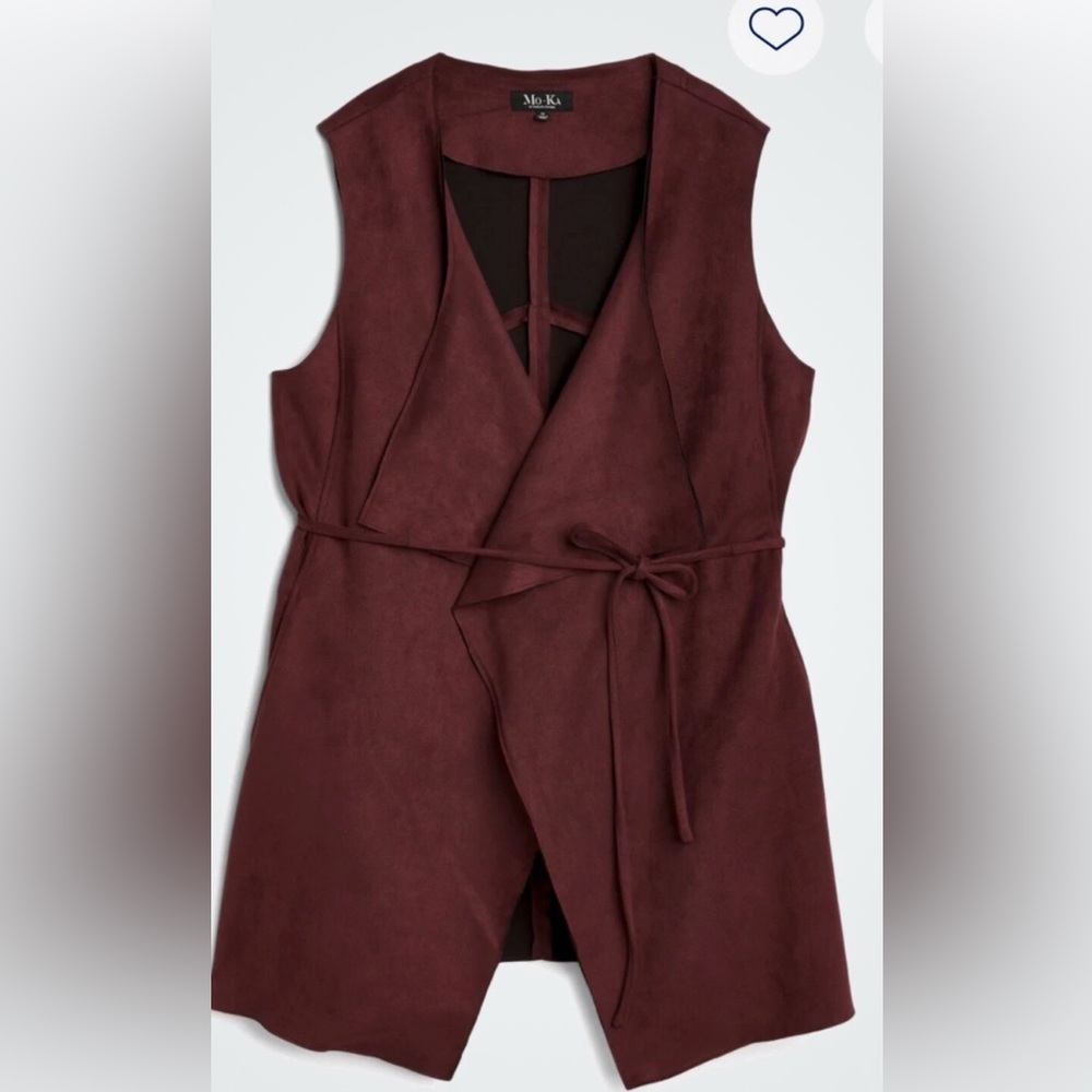 Women’s Mo-Ka Tie Vest Burgundy Suede 2XL